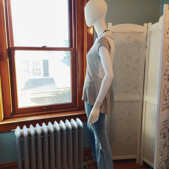 Y2K AEO Flowy Silver Sparkle & Sheer Top Sz. XS NWT - Picture 5 of 13